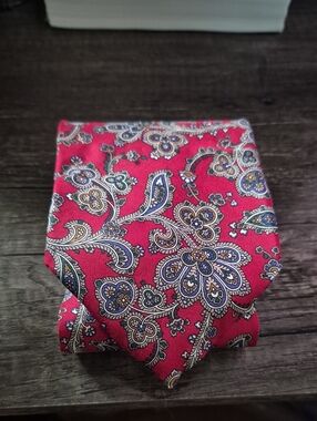 Christian Dior Paisley Red With Blue And Cream Accents